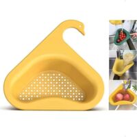Thickened Triangle Sink Holder, Swan Shape Sink Strainer Basket, Kitchen Drainer Storage Shelf for Fruits, Vegetables, Waste, Leftovers (Yellow)