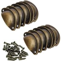 Retro Shell Handle Vintage Furniture Handle Drawer Knob Pull Handle with 24 Screws for Cupboards Wardrobe Dresser Drawers -12Pcs