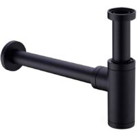 Brass Sink Trap, Universal Sink Trap with 200mm Extension Tube, 1 1/4 x 32mm Adjustable Odor Proof Leak Proof Siphon, Matte Black