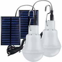 2 Portable Solar Camping Light,Solar Bulb LED Solar Emergency Lamp Light Garden Lantern Solar Lighting with Hook Light Bulb Panel for Camping,Fishing,Hiking,Indoor