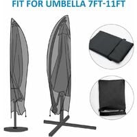 Parasol Cover, Waterproof, Windproof, Heavy Duty Rip Proof 210D Oxford Fabric Extra Large Cantilever Umbrella Cover with Zip (265 x 40/70 / 50 cm) - Black