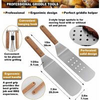 8Pcs BBQ Accessories Kit - Professional Heavy Duty Stainless Steel BBQ Spatulas - Ideal for Teppanyaki, Grilling and Griddles - Grill Gift for Dad Men Women
