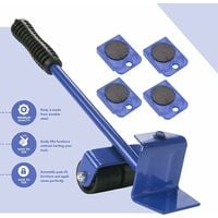 5 in 1 Mobile Heavy Furniture Transport Tool, for Lifting and Moving Furniture Lifter, for Heavy Cabinets/Refrigerators/Pianos etc. Maximum Load 150kg.(Blue)