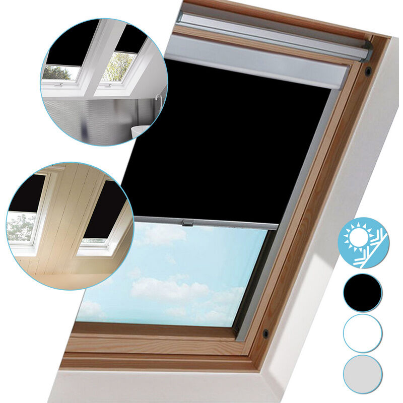 Randaco Verdunkelungsrollo für VELUX Dachfenster / 100% / Verdunkelung/Sonnenschutz 49.3x94cm F06 Schwarz