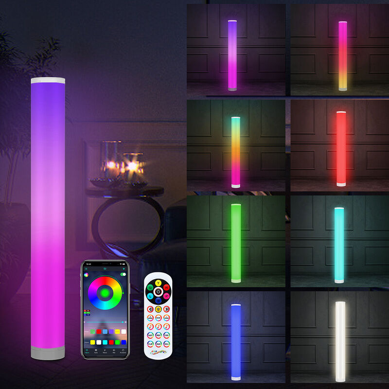 RGB LED Deko Steh Leuchte Wasser Sprudel Säule Wohn Zimmer Fische Stand  Lampe