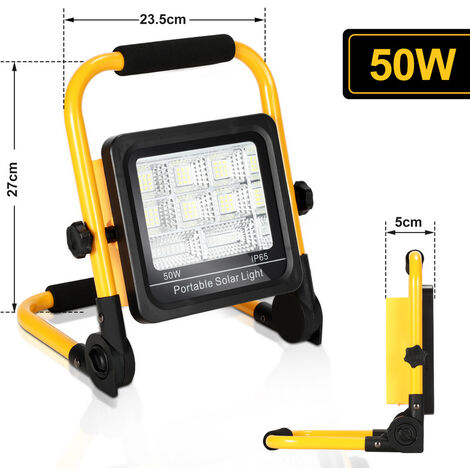 200W LED Baustrahler Solar Wiederaufladbar, Akku Arbeitsstrahler