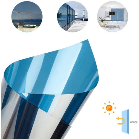 Sichtschutzfolie Fensterfolie Silberblau Blickdicht Sonnenschutz Selbstklebend  Statisch 60x200 cm
