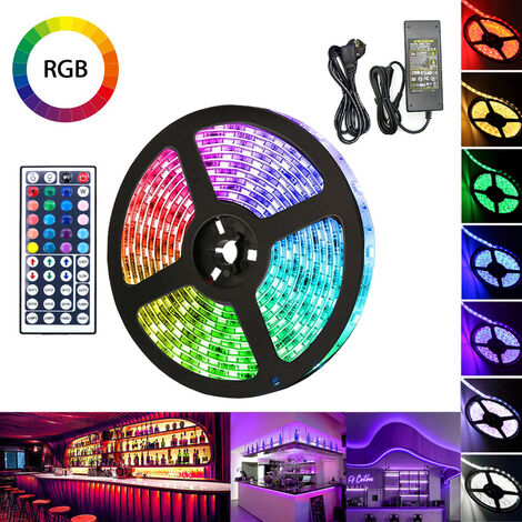 Randaco 1M LED Streifen Lichtband Beleuchtung LED Strip Lichterkette RGB  LED Stripe Band Strip Farbwechsel 60LEDs IP20 mit 44 Tasten Fernbedienung