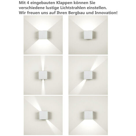 Randaco LED Wandleuchte Keller Wandlampe Winkelverstellbar Treppen Außen  IP65 Badlampe 7W Weiß Kaltweiß