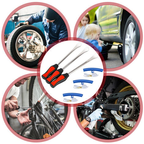 Randaco Reifenheber Reifen Montiereisen 7 tlg, 3pcs Iron Reifenheber montierhebel  Werkzeug Tire Protektoren Tool Kit, für