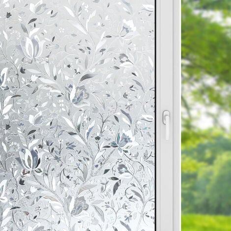 Randaco Sichtschutzfolie Bad Fenster Blickdicht Selbstklebend 3D  Fensterfolie Spiegelfolie Streifen 60x200cm