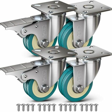 Roulettes pour meubles roulettes avec frein pour palettes roues pivotantes lourdes pour établi Di Tout Per Tutti® Lot de 4 roulettes pour chariot 50 mm 160 kg pour meubles 