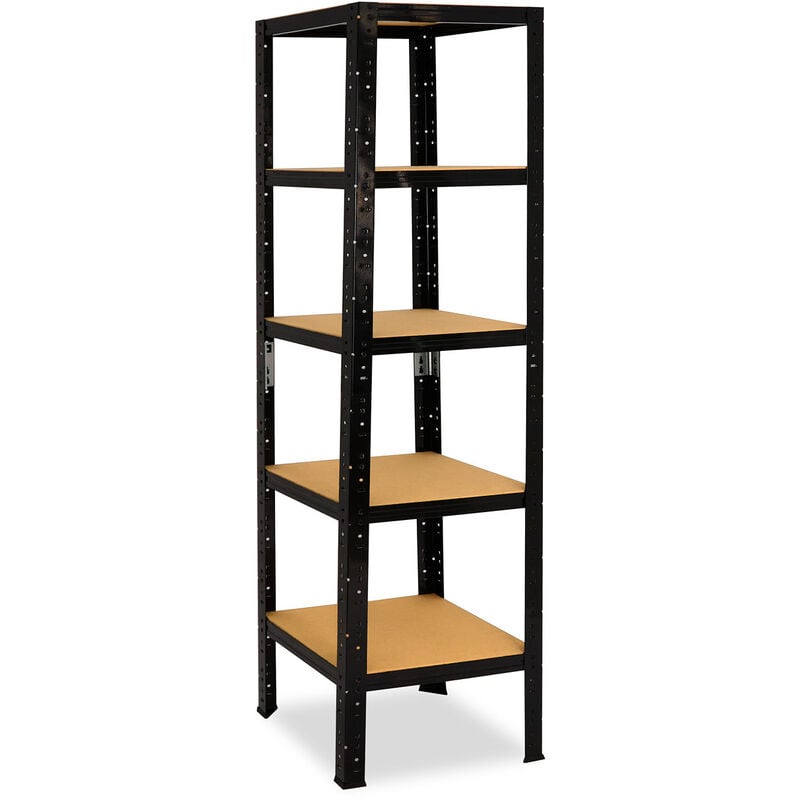 shelfplaza® BLACK 200x30x30 cm Estantería negra / estanterías fuertes / estantería de 5 baldas / estanterías metálicas almacenaje / estantería de metal insertable / capacidad de carga de 175kg