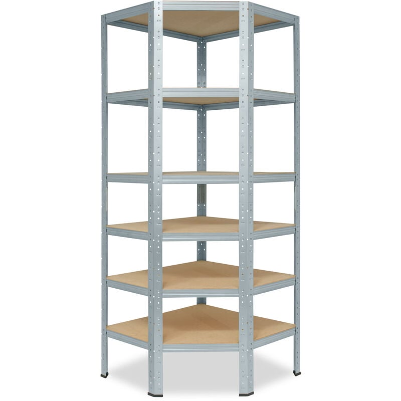 shelfplaza® HOME 200x90x60 cm Estantería esquina metálica de almacenaje / Estantería galvanizada con 6 baldas / estantería insertable 60 cm profundidad / esquineras metalicas para garaje y taller