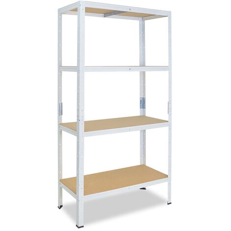shelfplaza® HOME 190x80x60 cm Estantería blanca mesa trabajo taller / 6  estantes / Mesa taller con estantería