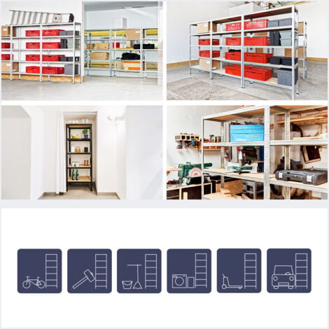 shelfplaza® HOME 180x60x30 cm Estantería galvanizada / estanterías fuertes  / estantería de 5 baldas / estanterías metálicas almacenaje / estantería de  metal insertable / capacidad de carga de 175kg