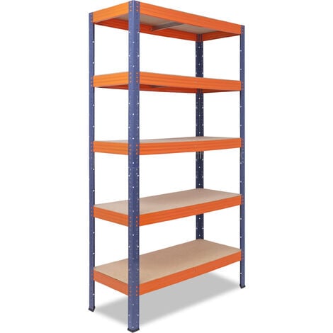 shelfplaza® PRO 200x100x50 cm Estantería azul naranja / estanterías fuertes  / estantería de 5 baldas / estanterías metálicas