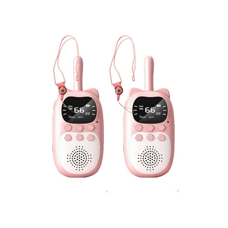 Walkie-talkie recargable para niños, batería de 1000mAh, transceptor inalámbrico, teléfono parlante, regalos de cumpleaños, 2 piezas,2 pink with gift