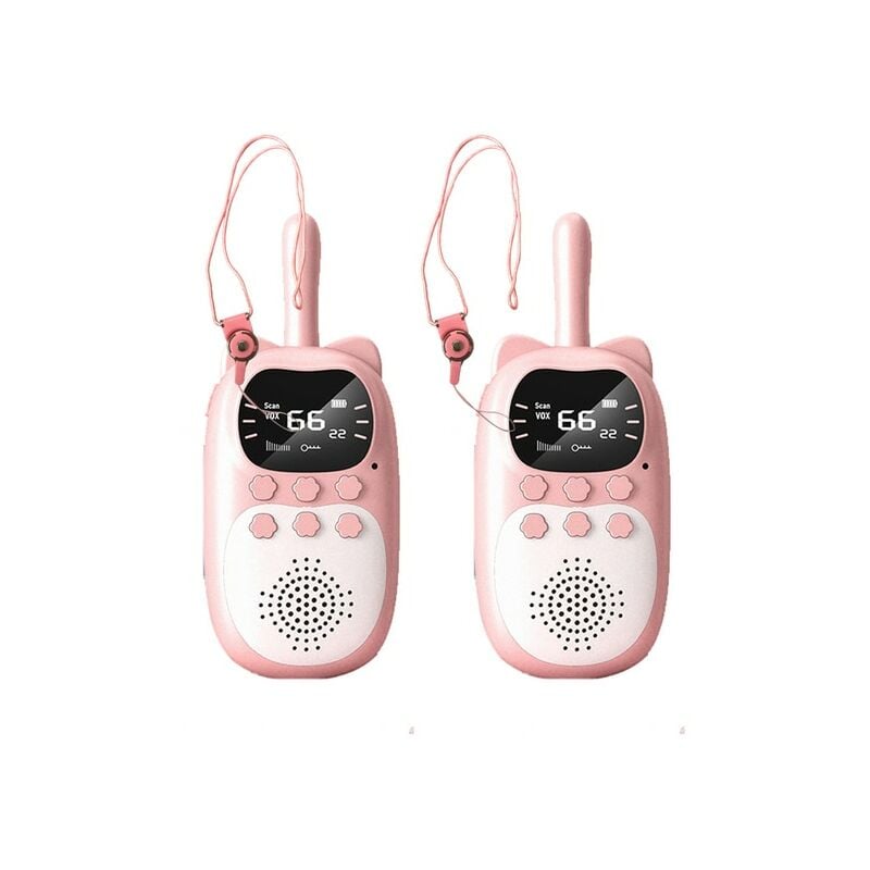 Walkie-talkie recargable para niños, batería de 1000mAh, transceptor inalámbrico, teléfono parlante, regalos de cumpleaños, 2 piezas,2 pink with gift