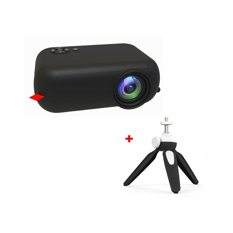 Mini proyector Fuienko A10 480*360 píxeles Mini Beamer compatible con 1080P proyector de vídeo USB portátil para cine en casa chico regalo cine,Korea,Black add tripod,Enchufe AU