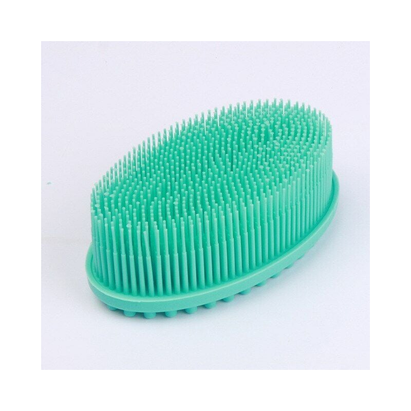 Pincel de silicona blanda para lavado de ducha, exfoliante, apto para piel, champú de baño para bebés y adultos, cepillo de masaje, suministros de silicona,Green