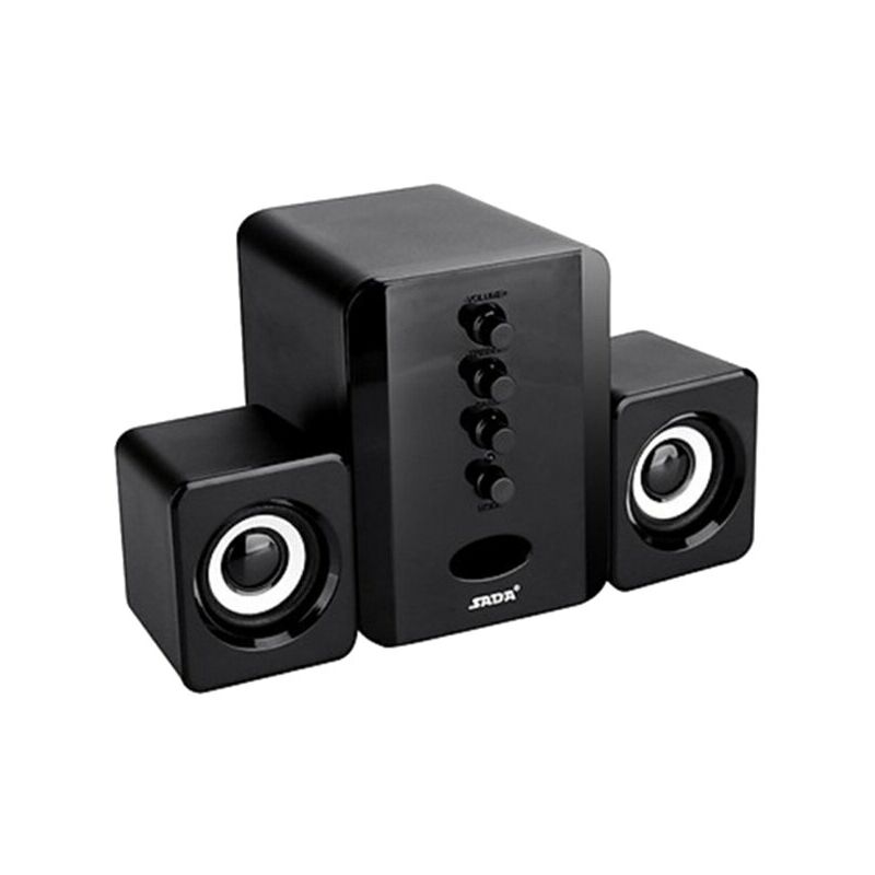 SADA-altavoz de 2,1 canales para ordenador portátil, Subwoofer de escritorio con cable USB, perilla de bajos y agudos,Negro