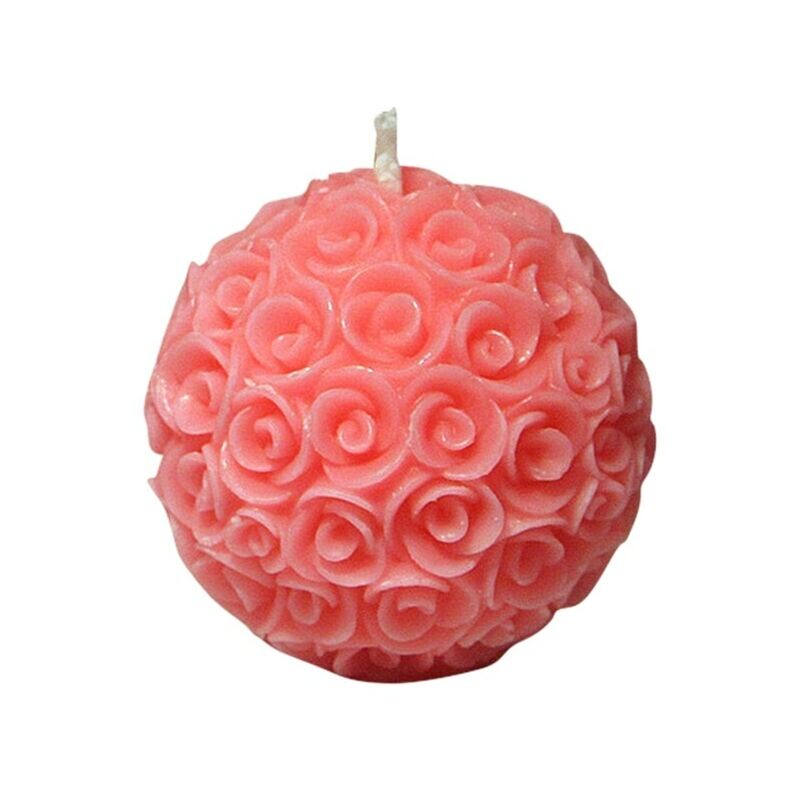 Vela de fragancia con forma de bola de flor rosa, 1 pieza, decoración geométrica, bola de cera, regalo,C,CHINA