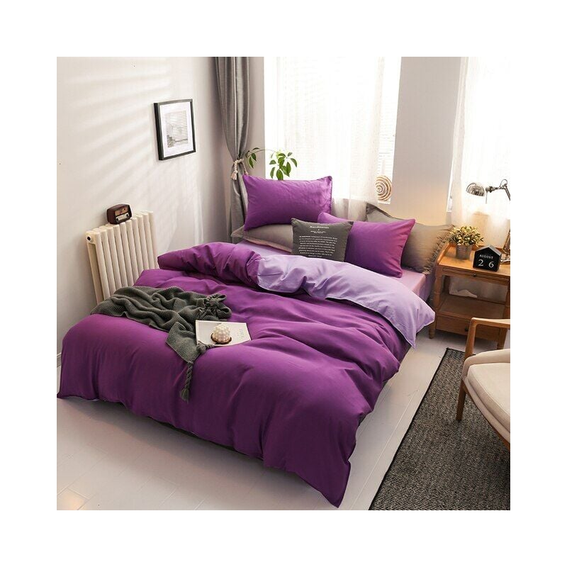 Juego de funda nórdica de edredón, ropa de cama Simple de 3/4 piezas, suave, tamaño 220x240, individual, Queen y King,two purple,single 3 pcs 150x200