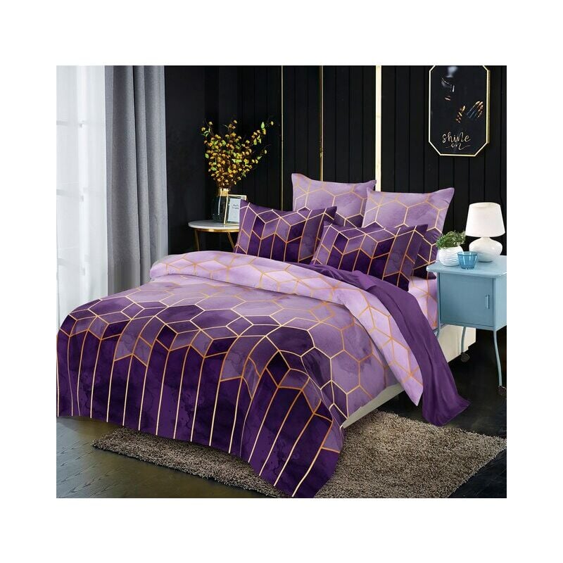 Juego de fundas de edredón dorado a cuadros, ropa de cama geométrica nórdica de 240x220, doble, Queen, King Size, sin sábana,S-1,US Single 150x200