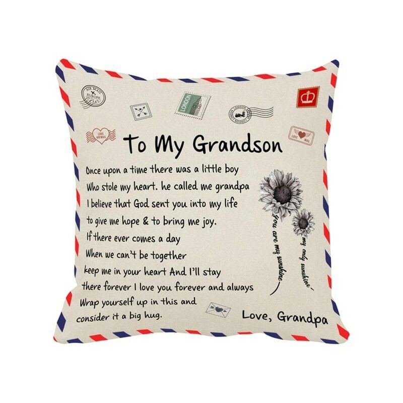 Funda de almohada decorativa, funda de cojín de lino para el hogar, regalo de aniversario para mamá, hija, hijo, abuela, abuelo,Multicolor,450 x 450 mm,Estados Unidos
