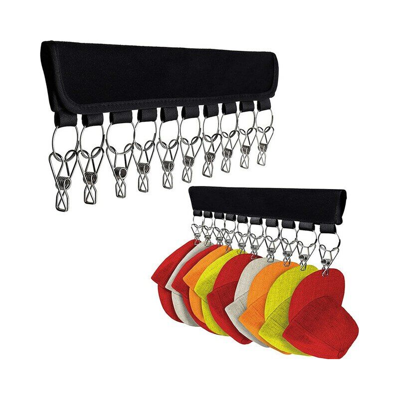 Organizador de gorras de béisbol portátil de plástico, colgador de sombreros, Clips, armario, soporte de ropa, colgador de armario empotrado, soporte de gancho de almacenamiento,black