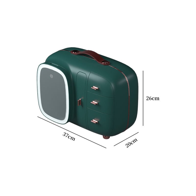 Caja de almacenamiento de cosméticos con lámpara LED, caja de almacenamiento de cosméticos de lujo, joyería, esmalte de uñas, cajón de maquillaje, organizador de escritorio, estuche de belleza,Green w