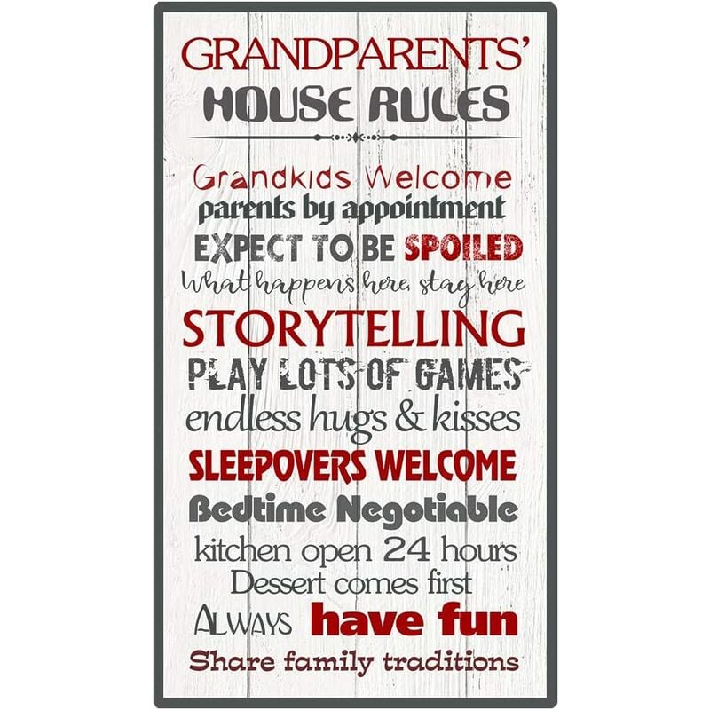 Calien-placa decorativa de 13,5x8 pulgadas para decoración de la casa de los abuelos, regalos para las reglas de la abuela y el abuelo,as the picture,20 x 30 cm