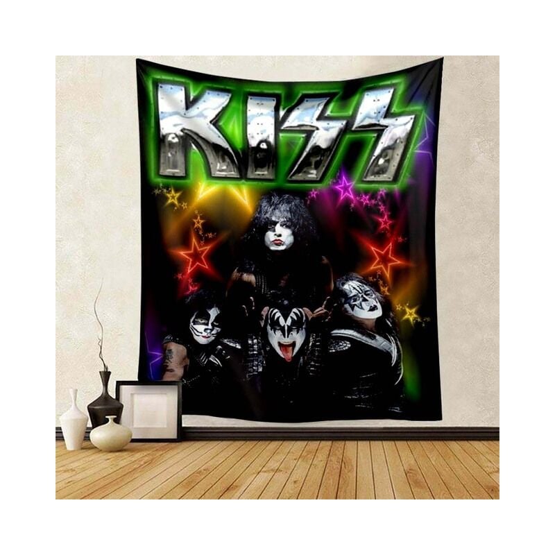 Kiss Rock and Roll Band-tapiz musical, el mejor regalo de cumpleaños para novio, Bar, Club, hombre, cueva, decoración de pared de fondo para el hogar,7,100cm by 150cm