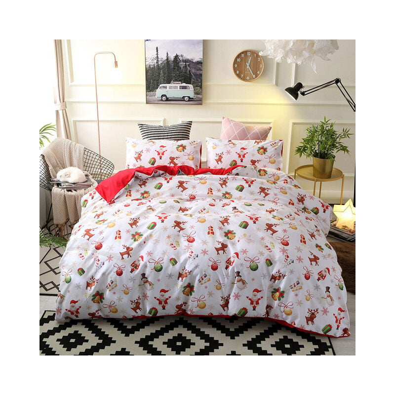 Fuienko-funda nórdica para cama de niños, juego de ropa de cama con estampado de Santa Claus, decoración de dormitorio, Navidad, color blanco,A,150x200cm 2pcs