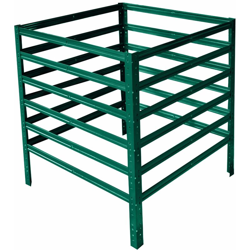 shelfplaza® HOME 100x100x100 cm Compostiera verde giardino / Compostiera  metallo con 1000L capacità / compostiere da giardino metallo come compost /  compostiera domestica a incastro per giardino