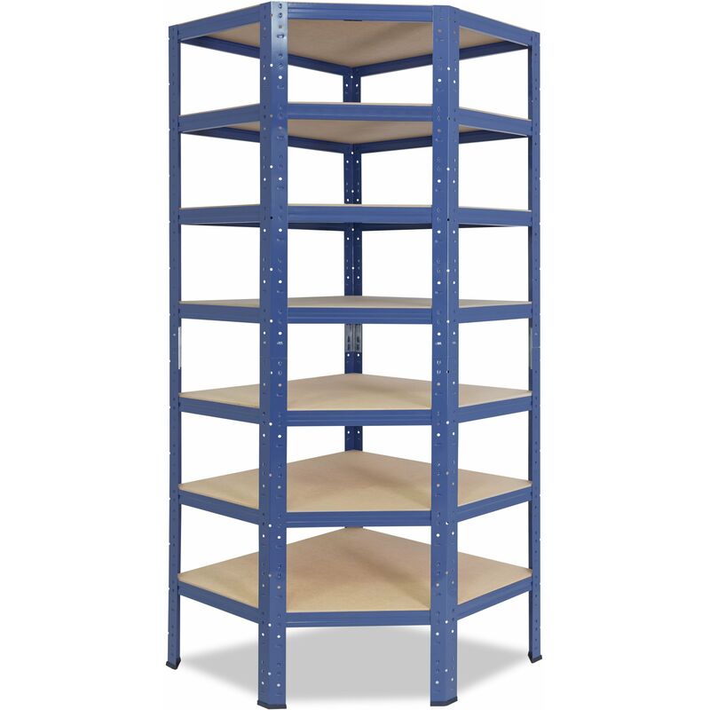 shelfplaza® HOME 230x60x30 cm Scaffale angolare metallo carichi pesanti blu  7 ripiani / Scaffale metallo 125kg capacità carico / Mensola scaffale  angolare / Scaffali in metallo per garage