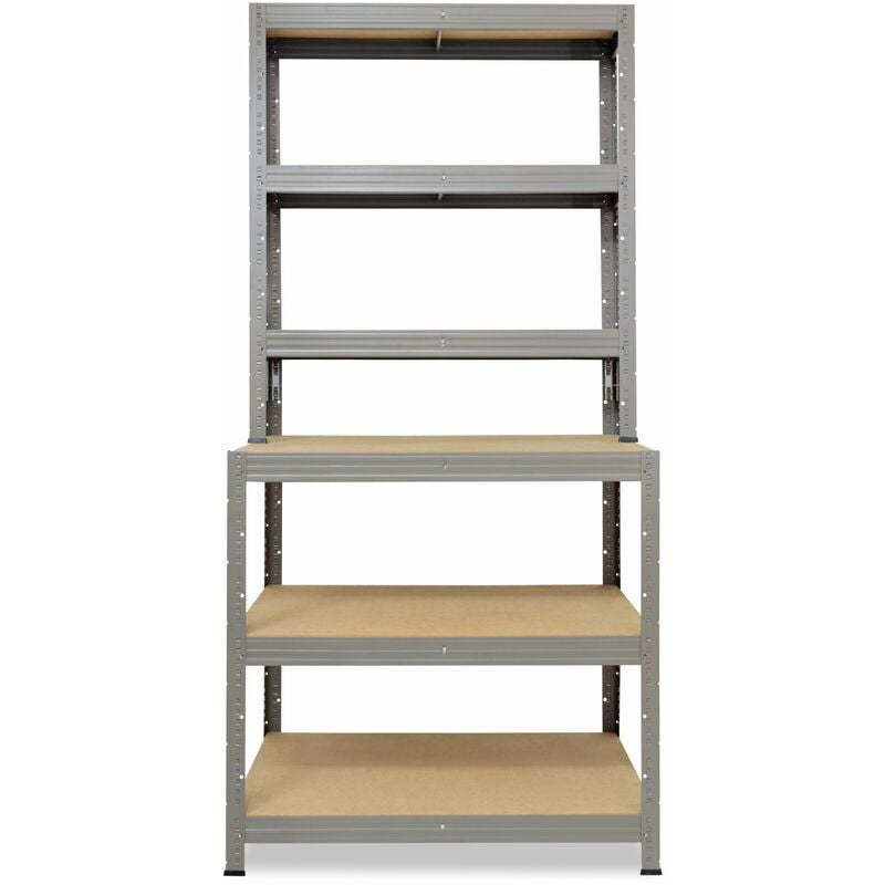 shelfplaza® PRO 190x100x60 cm Scaffalature metalliche con 6 ripiani in  grigio / Banco da lavoro carichi pesanti 166kg capacità di carico / banco  lavoro scaffale metallo garage / Scaffale metallo