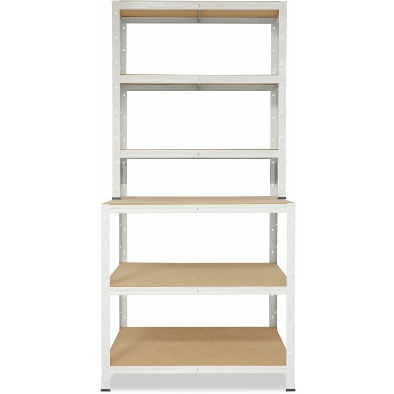 shelfplaza® HOME 190x90x60 cm Scaffalature metalliche con 6 ripiani in  bianco / Banco da lavoro carichi pesanti 145kg capacità di carico / banco  lavoro scaffale metallo garage / Scaffale metallo