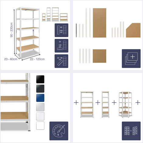 shelfplaza® HOME 230x60x60 cm Scaffale metallo per carichi pesanti