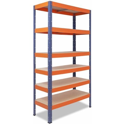 shelfplaza® PRO 200x100x50 cm Scaffale metallo per carichi pesanti blu  arancione con 5 ripiani con