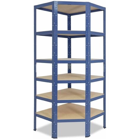 shelfplaza® HOME 230x70x45 cm Scaffale angolare metallo carichi pesanti blu  6 ripiani / Scaffale metallo 145kg