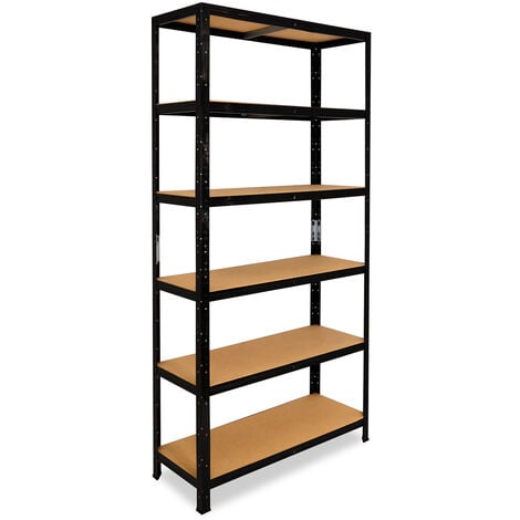 shelfplaza® BLACK 200x23x50 cm Scaffale metallo nero per carichi pesanti con  6 ripiani / Scaffale in metallo nero con ciascuno 145kg di capacità di  carico / Mensola metallo nero come scaffale garage