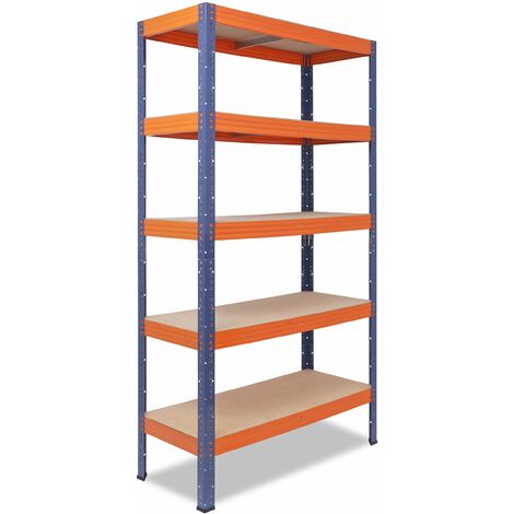 shelfplaza® PRO 230x80x50 cm Scaffale metallo per carichi pesanti blu  arancione con 5 ripiani con