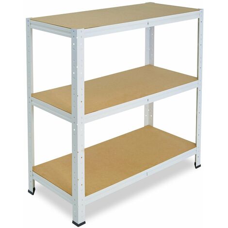 shelfplaza® HOME 90x50x30 cm Scaffale metallo per carichi pesanti bianco con  3 ripiani con 175kg