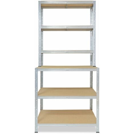 shelfplaza® HOME 190x90x60 cm Scaffalature metalliche con 6 ripiani in  zincato / Banco da lavoro carichi pesanti 145kg capacità di carico / banco  lavoro scaffale metallo garage / Scaffale metallo