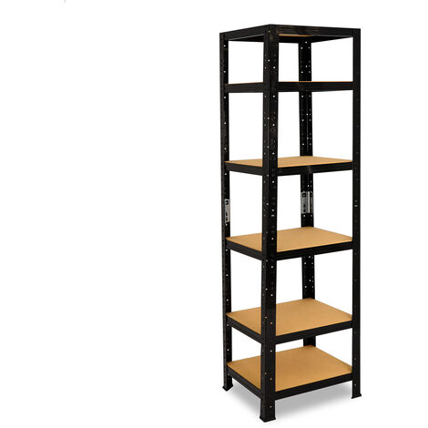 shelfplaza® BLACK 200x110x23 cm Scaffale metallo nero per carichi pesanti  con 6 ripiani / Scaffale in metallo nero con ciascuno 145kg di capacità di  carico / Mensola metallo nero come scaffale garage