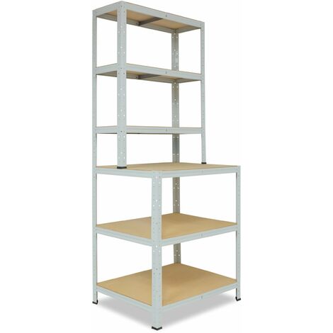 shelfplaza® OFFICE 190x80x60 cm Scaffalature metalliche con 6 ripiani in  grigio chiaro / Banco da lavoro carichi pesanti 145kg capacità di carico /  banco lavoro scaffale metallo garage / Scaffale meta