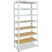 shelfplaza® HOME 200x110x50 cm Scaffale metallo per carichi pesanti bianco  con 7 ripiani con 125kg