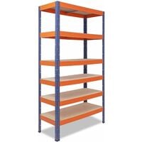 shelfplaza® PRO 200x100x50 cm Scaffale metallo per carichi pesanti blu  arancione con 6 ripiani con 166kg capacità di carico / Scaffali in metallo  per garage come scaffali per ripostiglio o officina